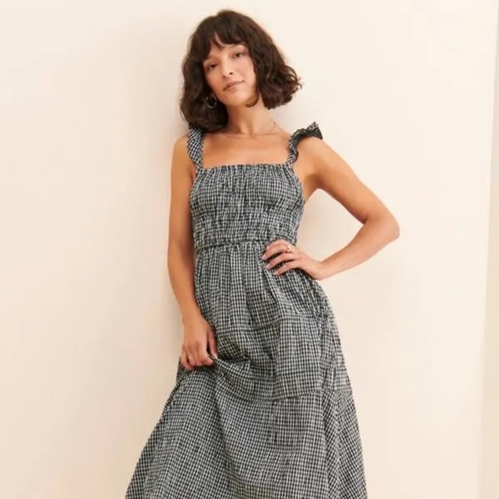 Moon River Gingham Black and White Dress
